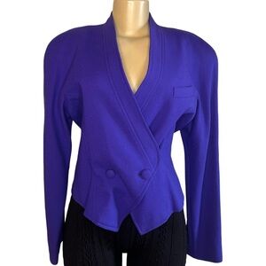 Vintage 80s Daniel Niveau Purple Wool Cropped Blazer